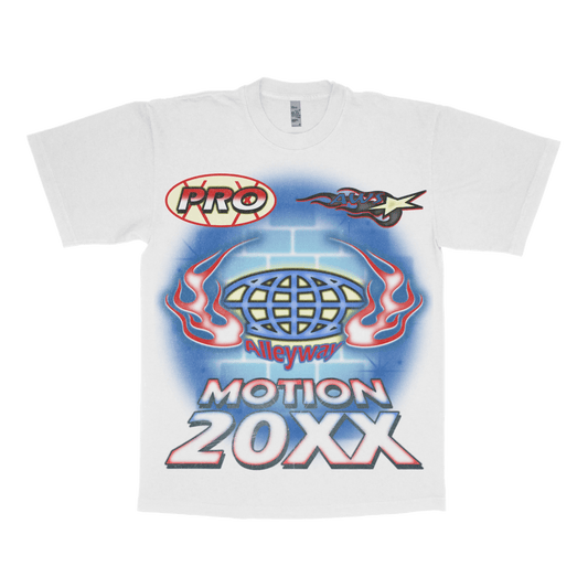 Motion 20XX - Max Heavyweight  - Motion 20XX graphic tee styled with black cargos and sneakers Studios 