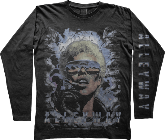 AWS UFO Comfort Colors Long Sleeve T-shirt featuring a streetwear design with retro graphics.