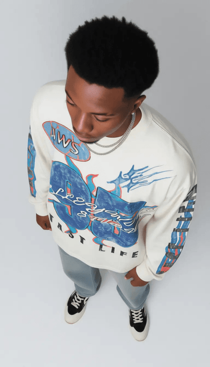 fast life - LA Apparel - Long Sleeve Off white - Alleyway StudiosGraphic tee932g5-S-Off8265-FRO-1_1