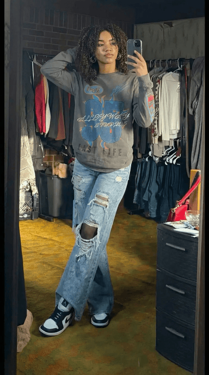 Fast Life - LA Apparel - Long Sleeve Vintage Black - Alleyway StudiosGraphic tee932g5-S-Vin62-FRO-1_1