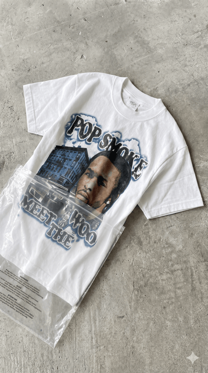 Pop Smoke ‘Meet the Woo’ Graphic Heavyweight Tee - Alleyway StudiosGraphic teegloMa-S-Whi10-FRO-1_1