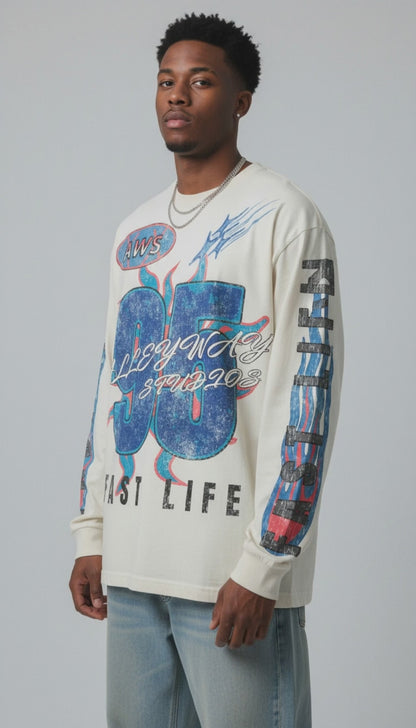fast life- LA Apparel - Long Sleeve Off white